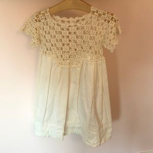 antique vintage girls crochet linen dress